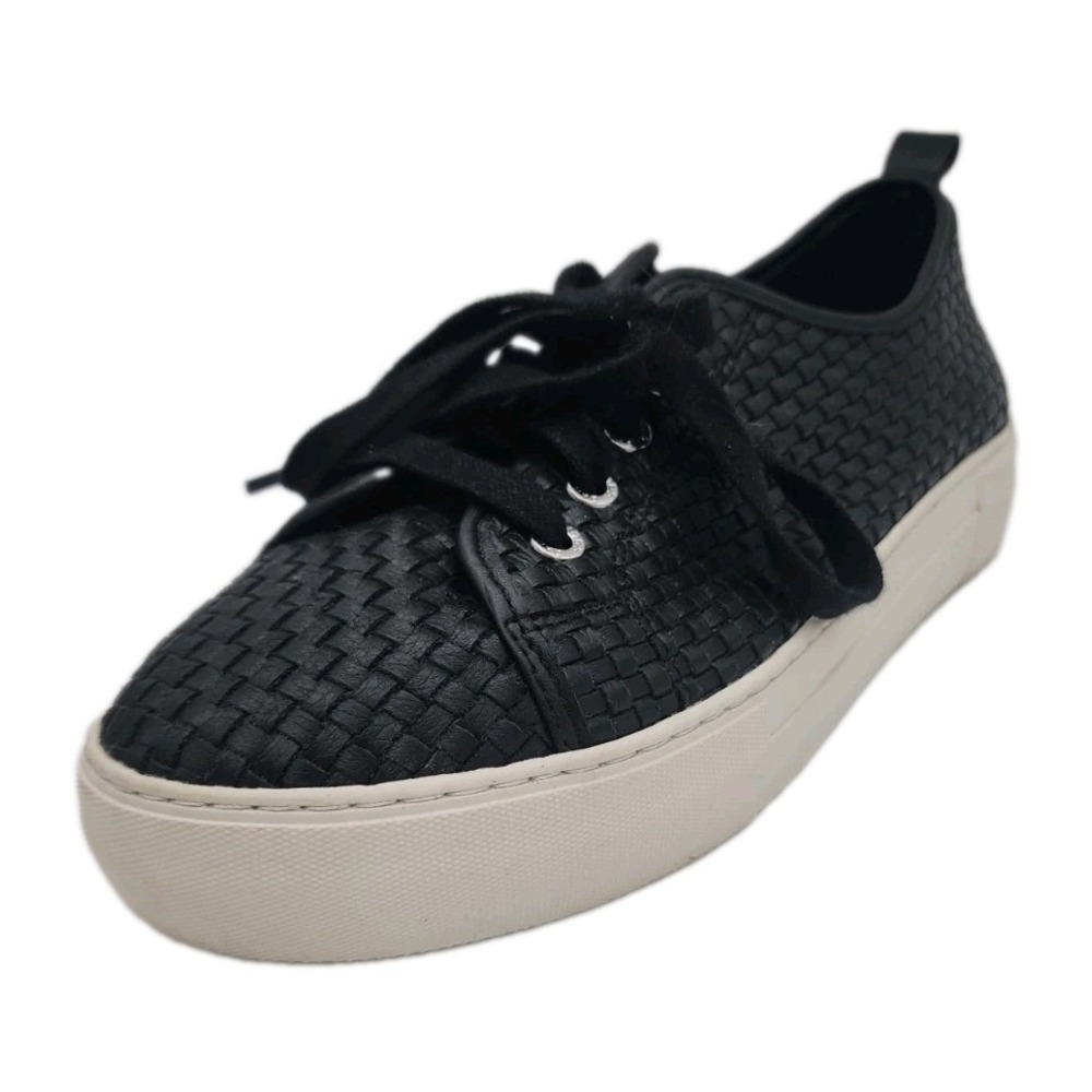 J SLIDES Artsy Woven Leather Low Top Platform Sneakers Black Sz 9